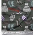 thumbnail image 1 of Soimoi Polyester Crepe Fabric Women Boots,Handbag & Dress Shopping Print Fabric by Yard 42 Inch Wide, 1 of 1
