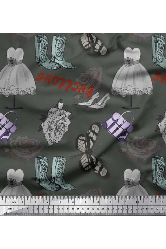 Japan Crepe Satin Fabric Women Boots,Handbag & Dress Shopping Printed Fabric 1 Yard 42 Inch Wide