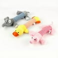 thumbnail image 6 of 3-Pcs Pet Plush Toys Striped Sounding Toys Striped Animal Ducks ​Pigs Squeaky Stuffed Toys, 6 of 10