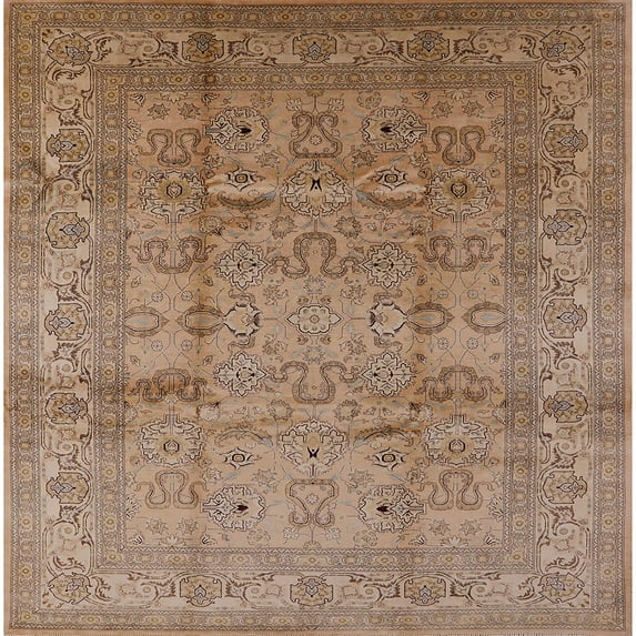 Ahgly Company Indoor Square Mid-Century Modern Light Copper Gold Oriental Area Rugs, 8' Square