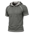 thumbnail image 5 of Uwinwear Men's Activewear T-Shirts Hooded Outdoor Short Sleeve Tops Summer Beach Casual Slim Fit Pullover Breathable Casual Wear,Dark Gray,XXXL, 5 of 7