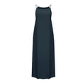 thumbnail image 4 of ZQUUVOU Women's Summer Dress Spaghetti Strap Solid Color Maxi Dress Navy,M, 4 of 9