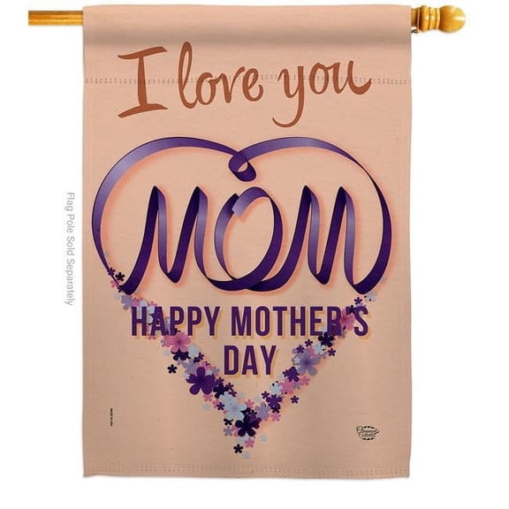 Ornament Collection H190088-BO 28 x 40 in. Love My Mom Family Mother Day Vertical House Flag with Double-Sided Decorative Banner Garden Yard Gift