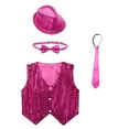 thumbnail image 3 of TiaoBug Kids Boys Sparkle Hip Hop Jazz Dance Performance Vest Buttons Waistcoat Jacket Outfits Hot Pink 12-13, 3 of 7