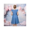 thumbnail image 4 of Sunny Fashion Girls Dress Royal Blue Front Button Swing Lace Flying Sleeve Vintage 5 Years, 4 of 7