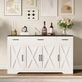 thumbnail image 3 of Buffet Cabinet with 4 Doors, Modern Farmhouse 55" Large Sideboard Table Storage Cabinet,Adjustable Shelves, Drawers, and Versatile Storage for Kitchen, Dining Room, Coffee Bar, 3 of 9