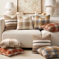 thumbnail image 5 of decorUhome 20x20 Inch Pack of 2 Boho Plaid Textured Pillow Covers for Couch Sofa Bedroom, Farmhouse Neutral Pillowcases for Home Decor, Amber and Grey, 5 of 9