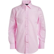 Tommy Hilfiger Boys Long Sleeve Dress Shirt, Collared Button-Down with Cuff Sleeves, Gingham 20 Light Pink