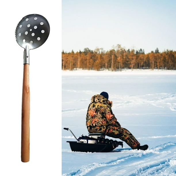 Colaxi Ice Fishing Skimmer Accessory Wood Handle Toothed Design