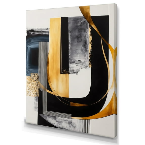 Designart Glam Gold And Black Expression III Canvas Wall Art