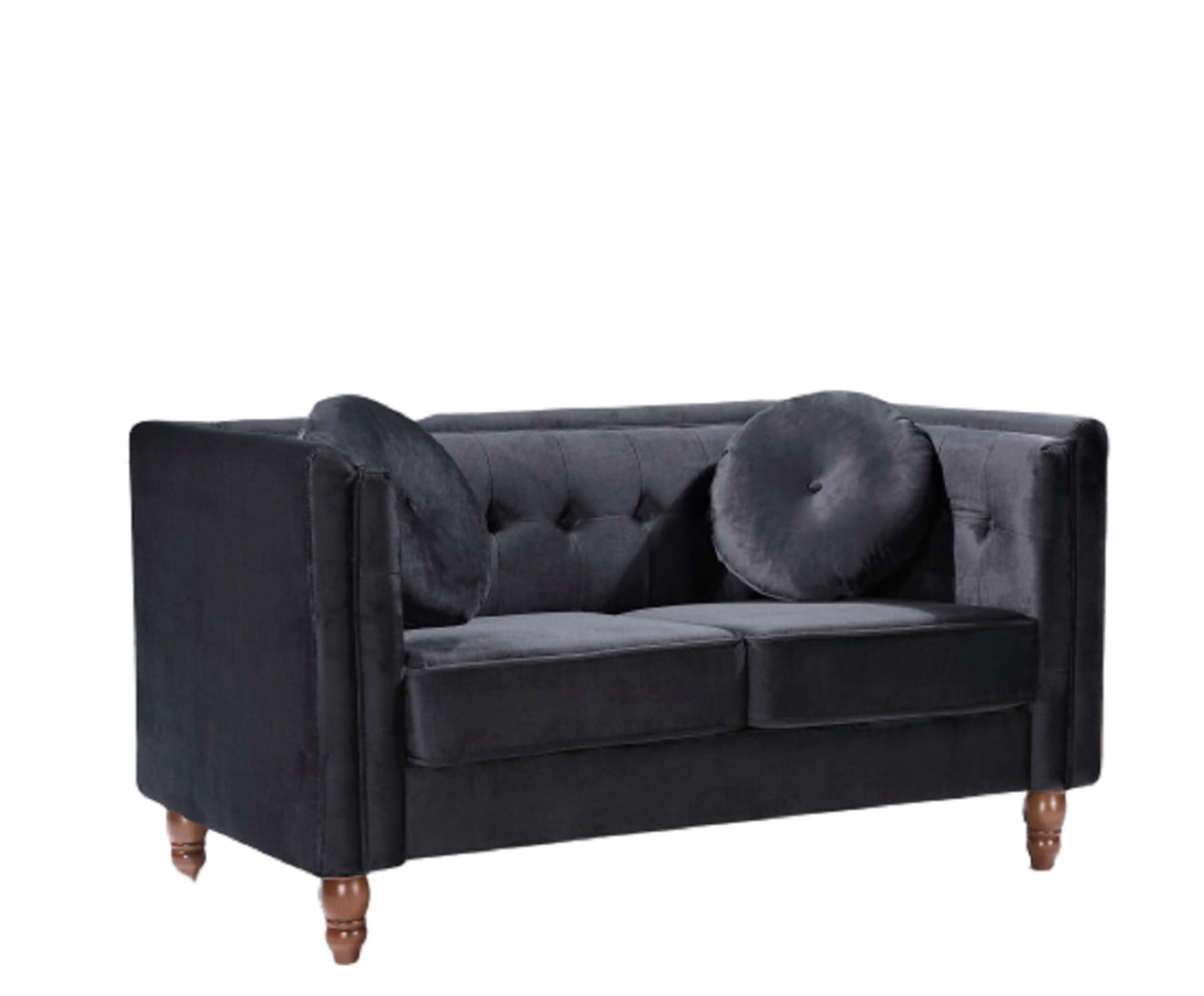 Uspridefurniture Velvet Loveseat, Black