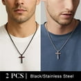 thumbnail image 5 of Turandoss Baseball Cross Necklace for Men Boys 2 Pcs Stainless Steel Bible Verse Cross Pendant Necklaces Black Silver Chain 22 inch Christian Baptism Religious Gifts for 8-12 Teen Boy Mothers Day, 5 of 8
