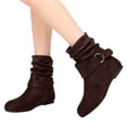 thumbnail image 2 of Willtoo Women's Fashion Mid Calf Flat Heel Side Zipper Slouch Boots Coffee, 2 of 6
