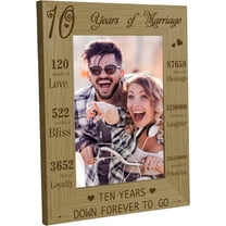 1pc 10 Years of Marriage Picture Frame Wood 10th Anniversary Photo Frames for Hanging Wall Gallery Wedding Valentine's Day Anniversary Mixed Color