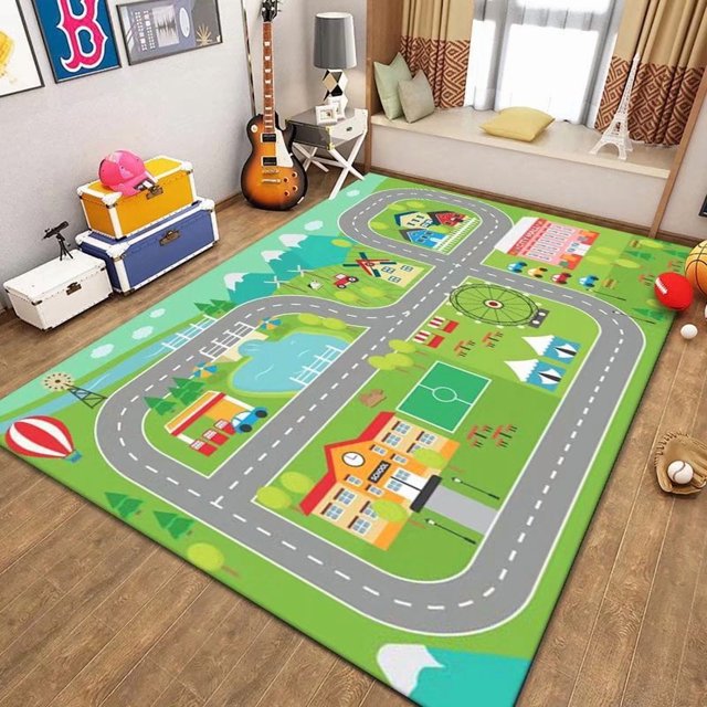 Alfombra de juego para niños, antideslizante, para conducir coches de juguete, para ciudad, para niños, niñas, educativa, con temática de tráfico, para sala de juegos