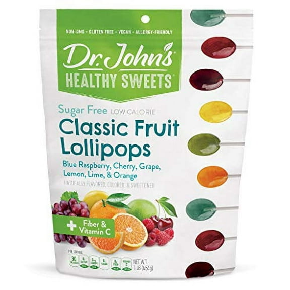 Dr. John's Healthy Sweets Lollipops Classic Fruit Oval Sugar-Free 60 Count 1 LB