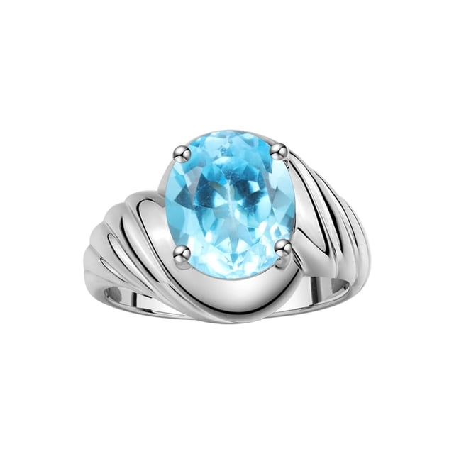 *RYLOS Bague Solitaire Classique en Topaze Bleue - Pierre de Naissance de Décembre*