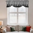 thumbnail image 2 of Gray Black Plaid Tie Up Valance Curtains for Windows, Kitchen Curtains Window Treatments, Vintage Star Greyish Buffalo Lattice Short Window Shades Valances for Bedroom Bathroom Cafe 54"x18", 2 of 8