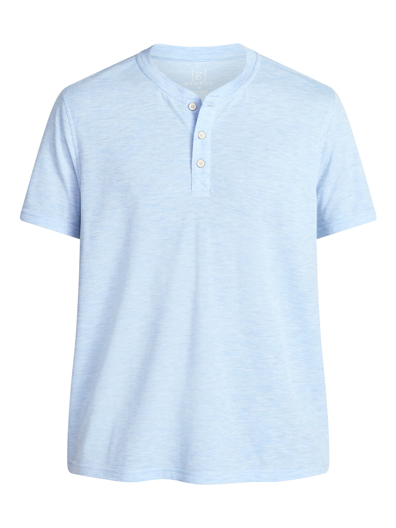 George Men's & Big Men's Relaxed Fit Knit Cloth Henley Shirt with Short Sleeves, Sizes XS-5XL