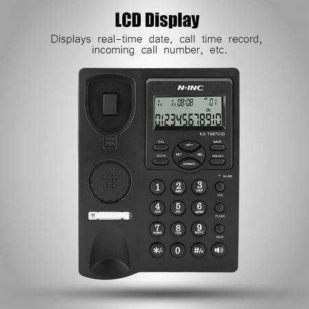 Ymiko LCD Display Hands Free Corded Phone with Speakerphone 3-group Alarms Desktop Corded Telephone, Corded Phone with Caller ID, Corded Telephones for