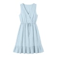 thumbnail image 4 of Eawtki Women's V Neck Sleeveless Midi Dress Elastic Waist Ruffle Hem Loose Fit Casual Summer Dress For Women, 4 of 7