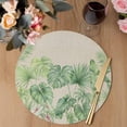 thumbnail image 3 of Tropical Plants Round 13 Inch Placemats Set of 2, Summer Watercolor Green Palm Leaf on Linen HeatResistant Non Slip Place Mats for Dining Table, Wipeable Braided Kitchen Table Mats for Housewarming, 3 of 9