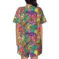 thumbnail image 3 of Naloa Colorful Dinosaur Women's Short-Sleeved Pajama Set, Loungewear, Summer pajamas, Breathable Cozy - Large, 3 of 9
