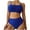 1-Blue, variant on 2 Piece Bathing Suit for Women High Waisted Removable Shoulder Straps Swimsuit Solid Mid Waisted Bottom Bikini
