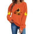 thumbnail image 5 of Smupbvky Womens Halloween Print Sweatshirts Fall Witch Graphics Tops Long Sleeve Crew Neck Pullover Holiday Casual (XL, Orange), 5 of 5