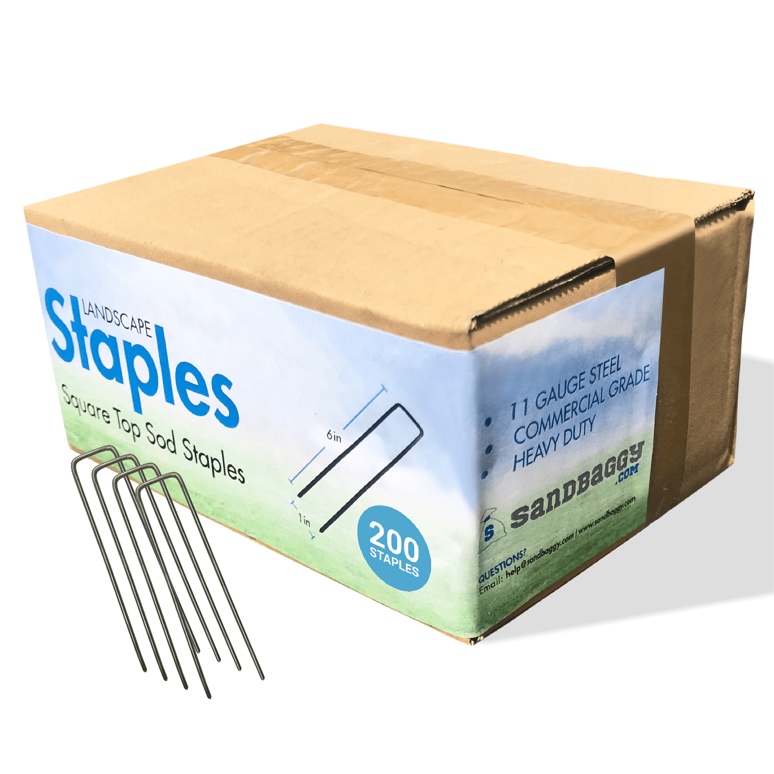 EXTRA WIDE Landscape Staples 6 Inch x 2 Inch 1000 Pack SOD Fabric 9