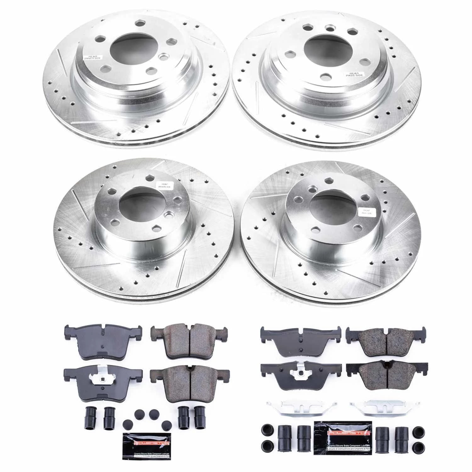PowerStop Front and Rear Z23 Evolution Sport Carbon-Fiber Ceramic Brake Pad and Drilled & Slotted Rotor Kit Fits: BMW Select Models K6925