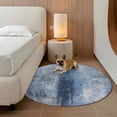 thumbnail image 3 of Blue Round Area Rug 3.3 FT, Non Slip Small Entryway Kitchen Mat, Retro Oil Painting Modern Abstract Art Aesthetics Washable Soft Circular Rug Non-Shedding Door Mat for Bathroom Playroom Kids Room, 3 of 9