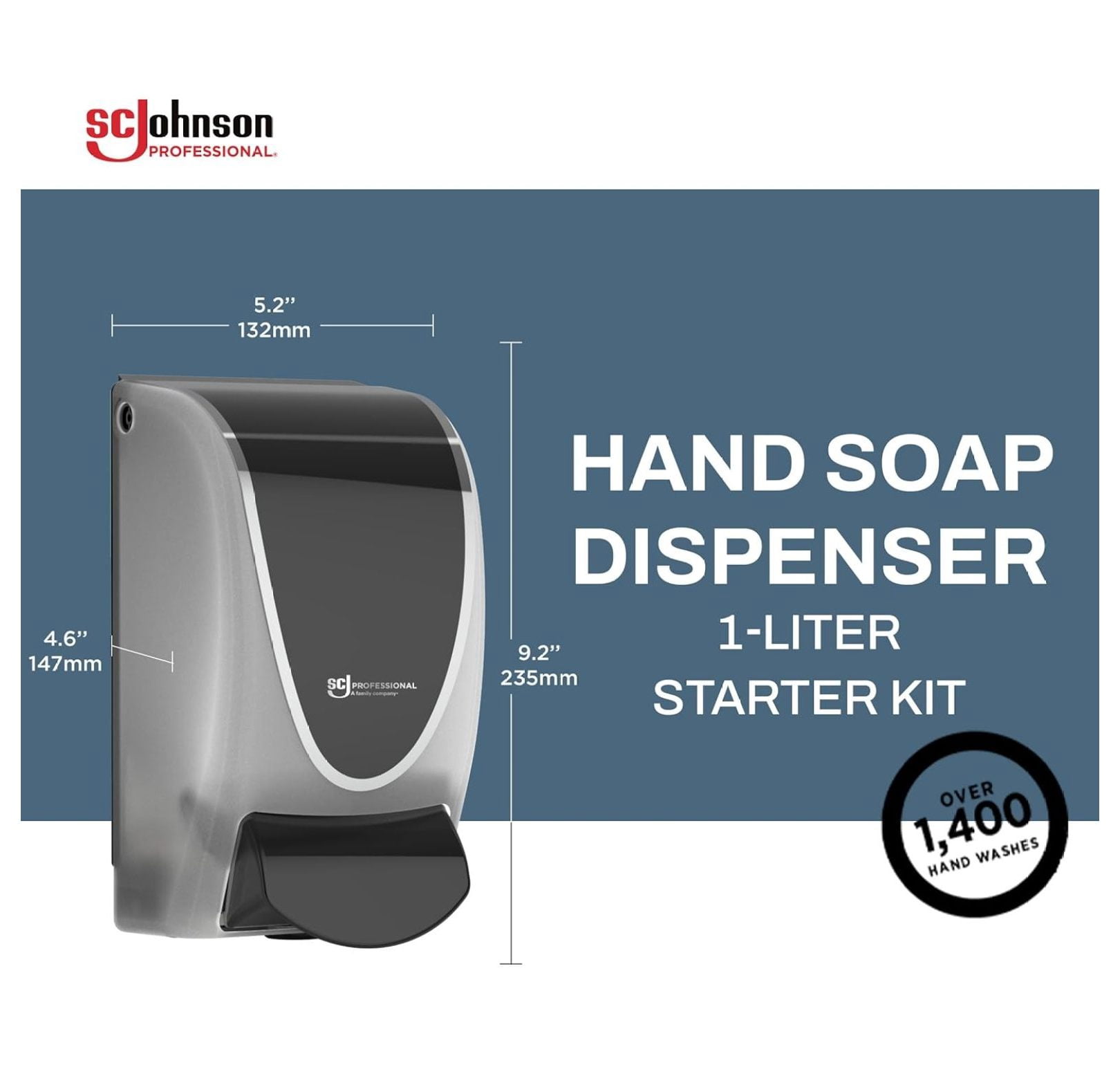 Clear Foam Soap Dispenser Kit - Wall Mount Hand Soap Dispenser with 1 Liter Refresh Foam Hand Wash - Professional Use, 33.8oz