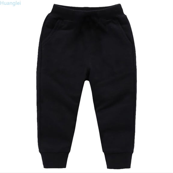 Huanglei Toddler Kids Baby Boys Girls Winter Warm Bow Loose Solid Pants Trousers Boys Sweatpants