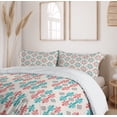 thumbnail image 6 of Ambesonne Ethnic Duvet Cover Set, Traditional Local, 2-Calking, Coral Turquoise White, 6 of 7