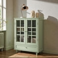 thumbnail image 2 of Tcbosik 28" Sideboard Buffet Cabinet with 2 Glass Doors, Modern Accent Cabinet with Adjustable Shelf, Storage Cabinet with Drawer, Credenza for Kitchen, Entryway, Dining Room, Easy Assembly, Green, 2 of 9