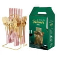 thumbnail image 1 of Gold Silverware Set Stainless Steel  24 Piece Anti-Rust Mirror Polished Flatware Gold Utensils Set Service for 6 with Gift Packaging  Dishwasher Safe  Hotel Tableware Wholesale, 1 of 6