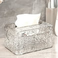 thumbnail image 5 of Clear Plastic Tissue Box Dispenser with Embossed Pattern | Modern Desktop & Tabletop Roll Paper Holder | 1-Pull Bottom Design for Home Office Living Room, 5 of 6