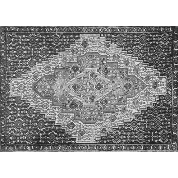 Ahgly Company Indoor Rectangle Medallion Gray Traditional Area Rugs, 7' x 10'