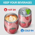 thumbnail image 4 of 12oz Stemless Wine Tumblers Pink Strawberry Plants Fruit Vacuum Insulated Stainless Steel Travel Tumbler Cups Mug with Lid and Straw for Champaign,Cocktail,Beer with Cleaning Brush, 4 of 5