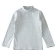 thumbnail image 5 of idosla Girls Mock Turtleneck Long Sleeve Shirt Basic Base Layer Casual Tee Tops for Toddler Kids (Light Gray, 9-10 Years), 5 of 7