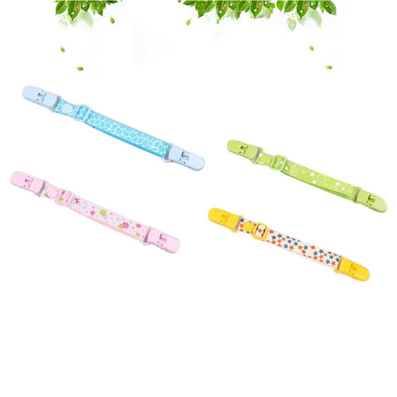 SOPOTUTU 4-Pack Assorted Baby Bib Clips, Durable Lightweight Polyester Fasteners for Infant Use