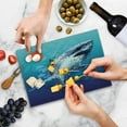 thumbnail image 5 of Shark Cutting Board, Digital Psychedelic Mammal Droplets Scary Atlantic Beast Abstract Art, Decorative Tempered Glass Cutting and Serving Board, Small Size, Blue Grey, by Ambesonne, 5 of 5