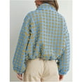 thumbnail image 3 of Lentta Womens Cropped Sherpa Fleece Plaid Jacket Winter Chunky Teddy Checkered Fuzzy Outerwear, 3 of 6