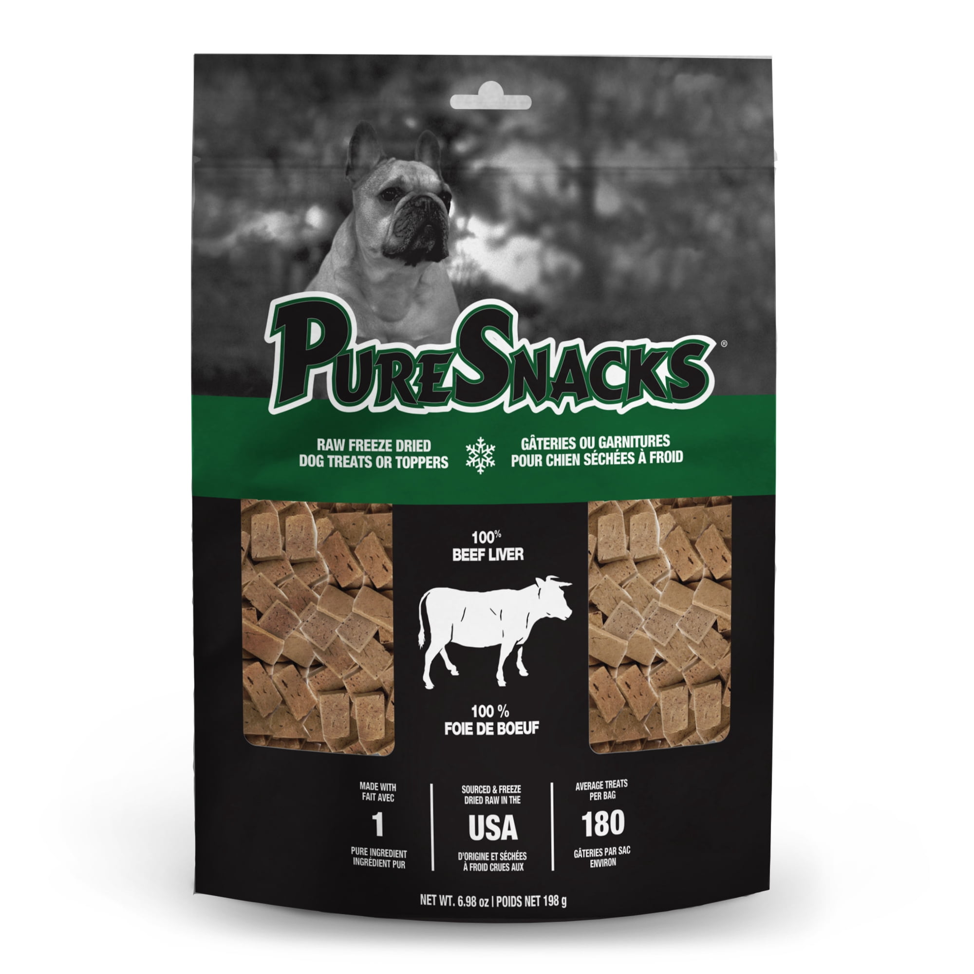 PureSnacks Beef Freeze Dried Dog Treats, 1 Ingredient, 6.98oz