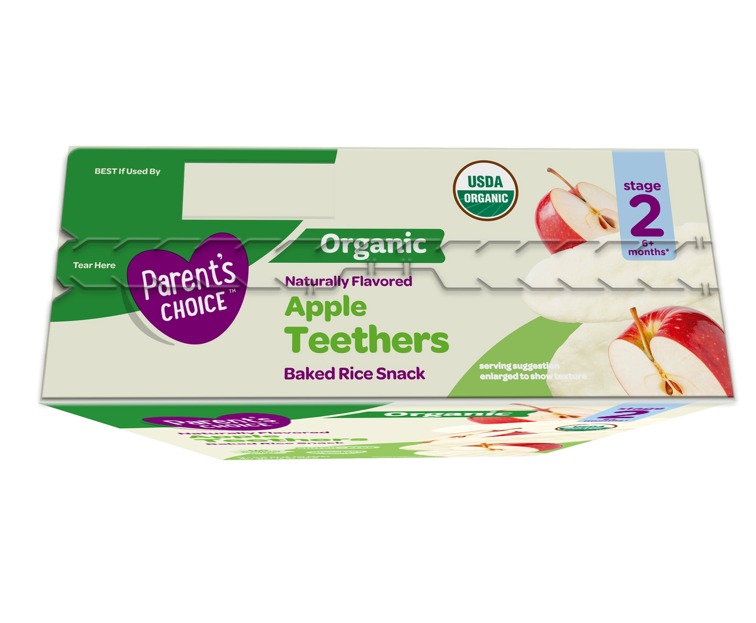 Parent's Choice Organic Apple Rice Rusks Baby Snacks, 0.15 oz, 12 Pack