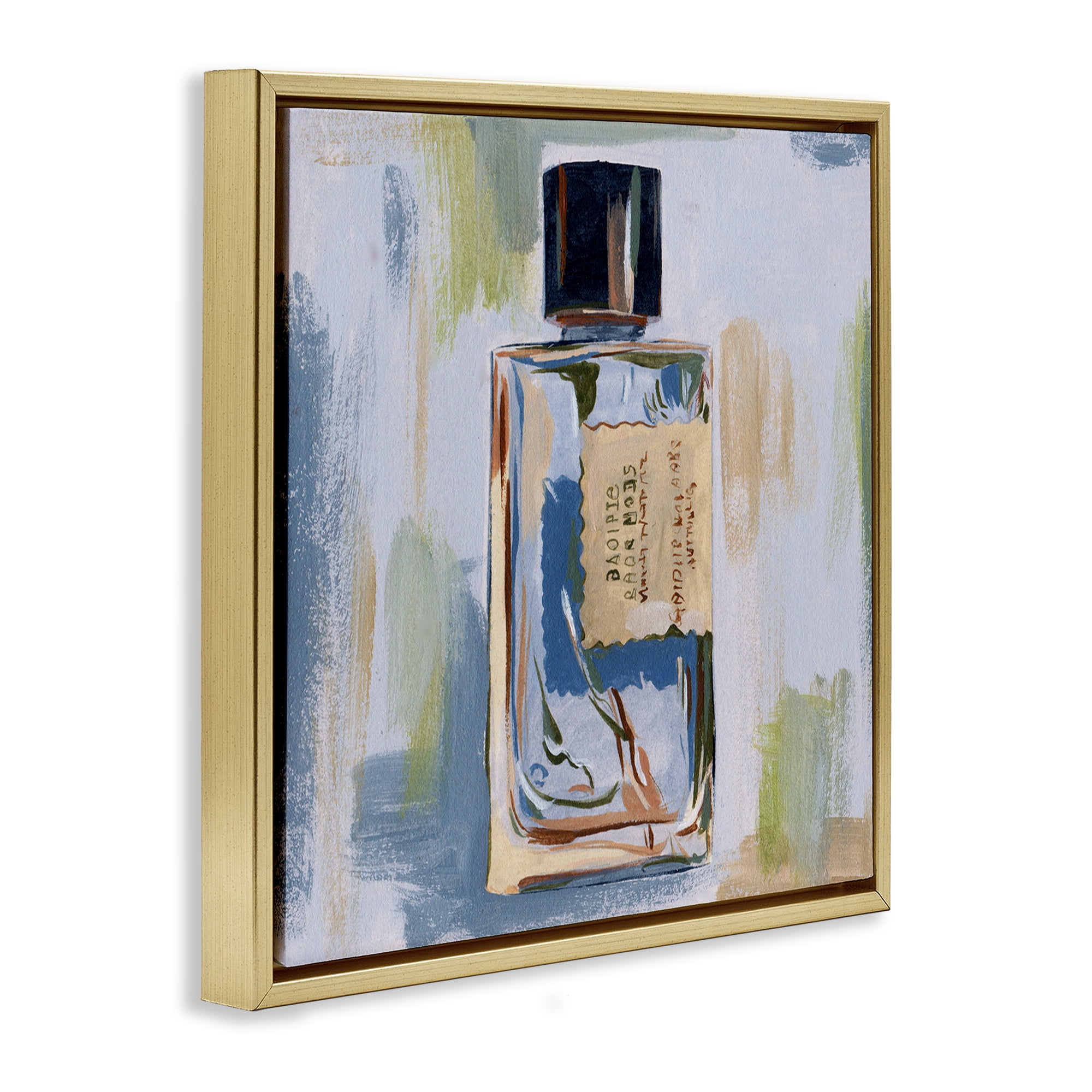Stupell Industries Paint Streak Perfume Fashion Painting Gold Floater Framed Canvas Art Print Wall Art, 25 x 25