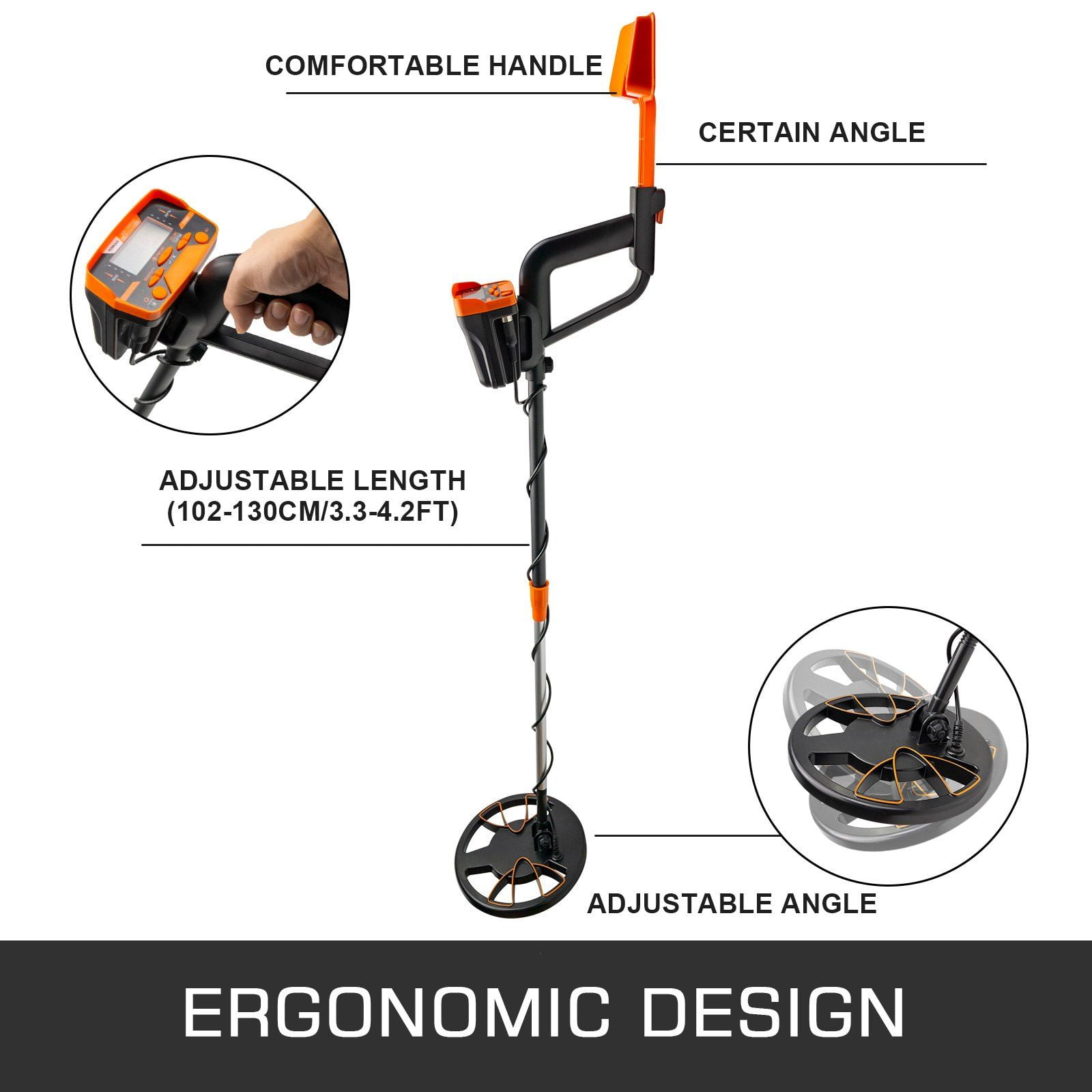 Waterproof Metal Detector with LCD Display High Accuracy for Adults Kids Underwater Underground Use Yellow 3010
