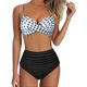 thumbnail image 1 of MKLEKYY Trajes De Baño Mujer Women High Waisted Bikini Sexy Push Up Two Piece Swimsuits Vintage Swimsuit Two Piece Retro Ruched High Waist Print Bikini Set 2755, 1 of 6