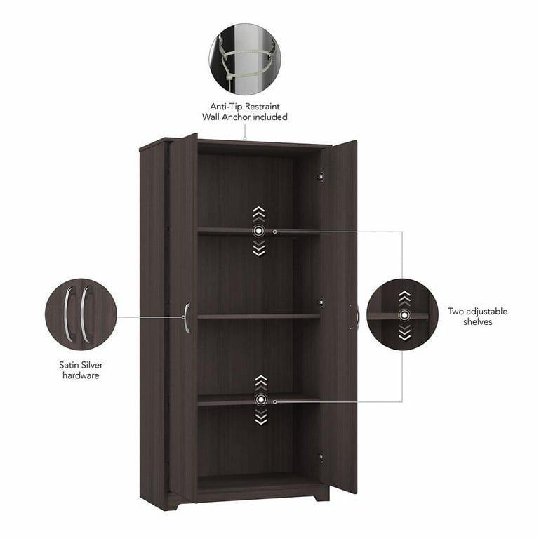 Bush Furniture Cabot Tall Storage Cabinet with Doors in Heather Gray Walmart